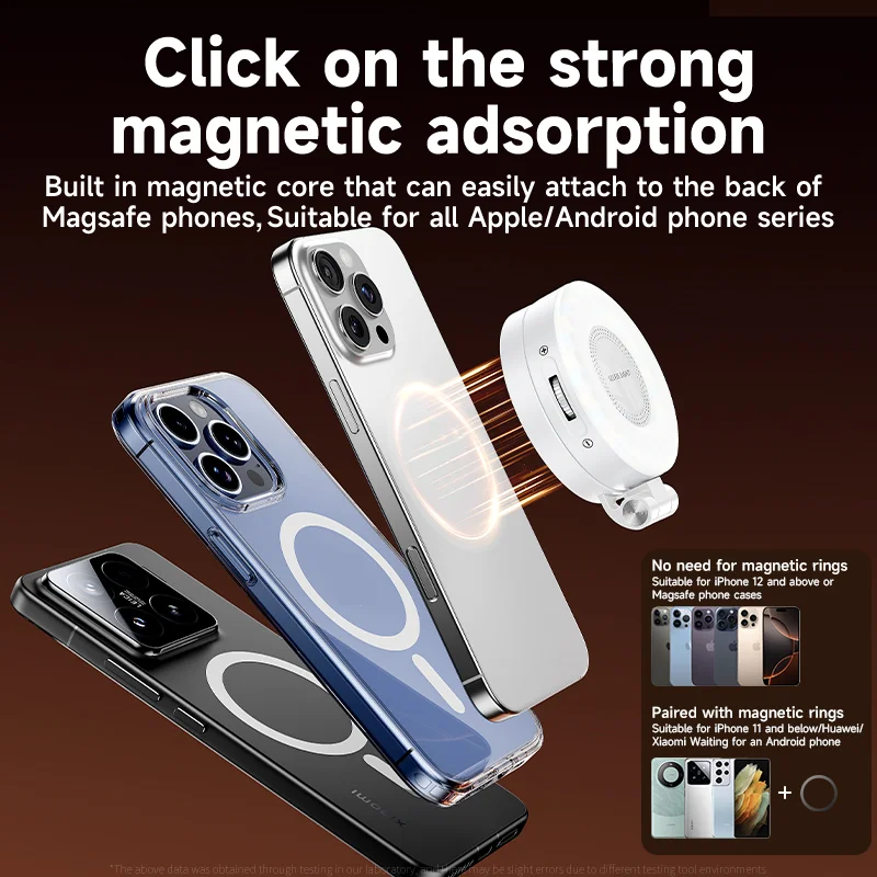 Photography Lighting Handheld - ไฟเติมเซลฟี่ LED สำหรับโทรศัพท์แม็กเซฟปรับความสว่างได้สมาร์ทโฟนที่รองรับแม็กเซฟวิดีโอบล็อกการถ่ายภาพอุปกรณ์เสริม