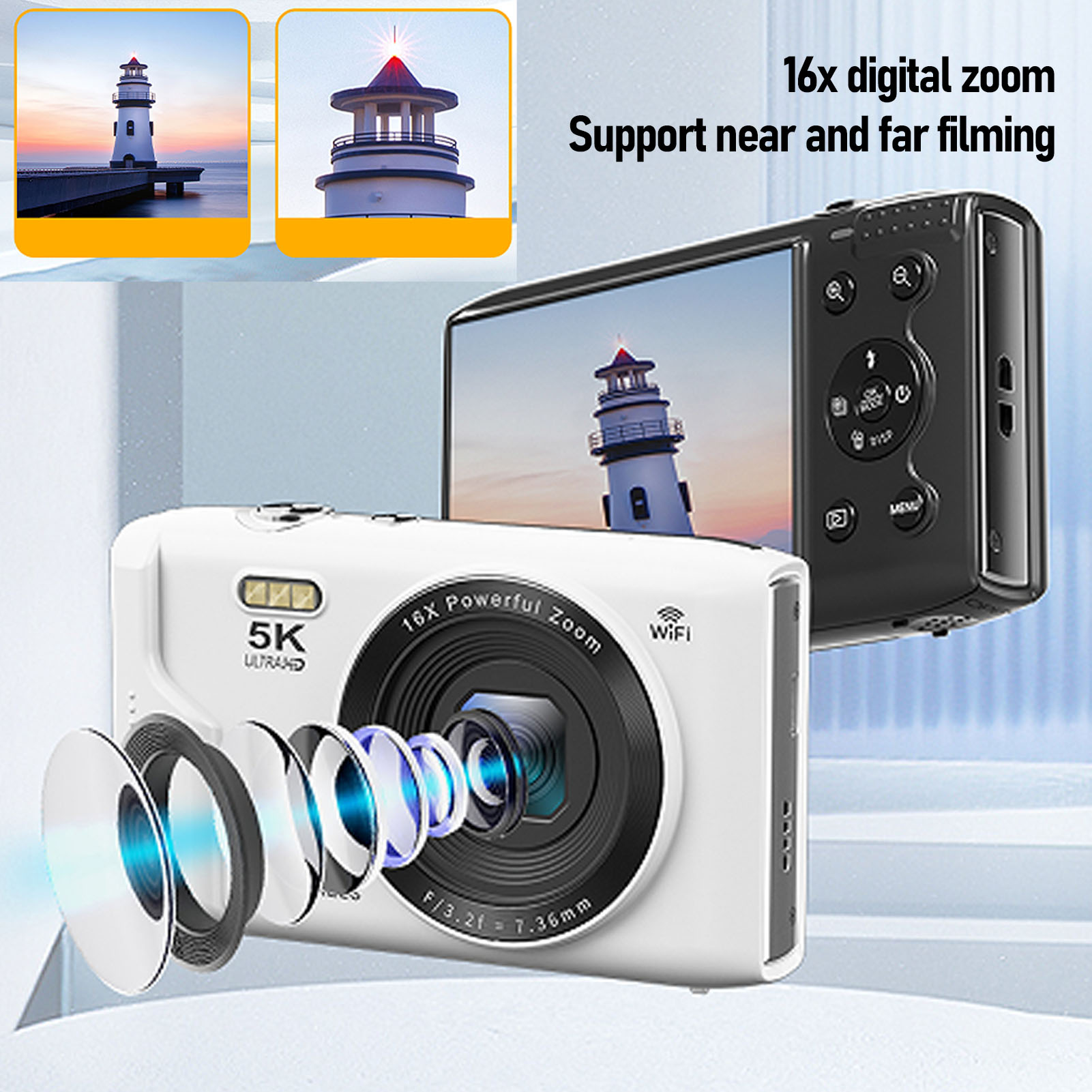 Photography Lighting For Beginners - 5K กล้อง 72MP 16X ซูมแบบพกพา 2.8