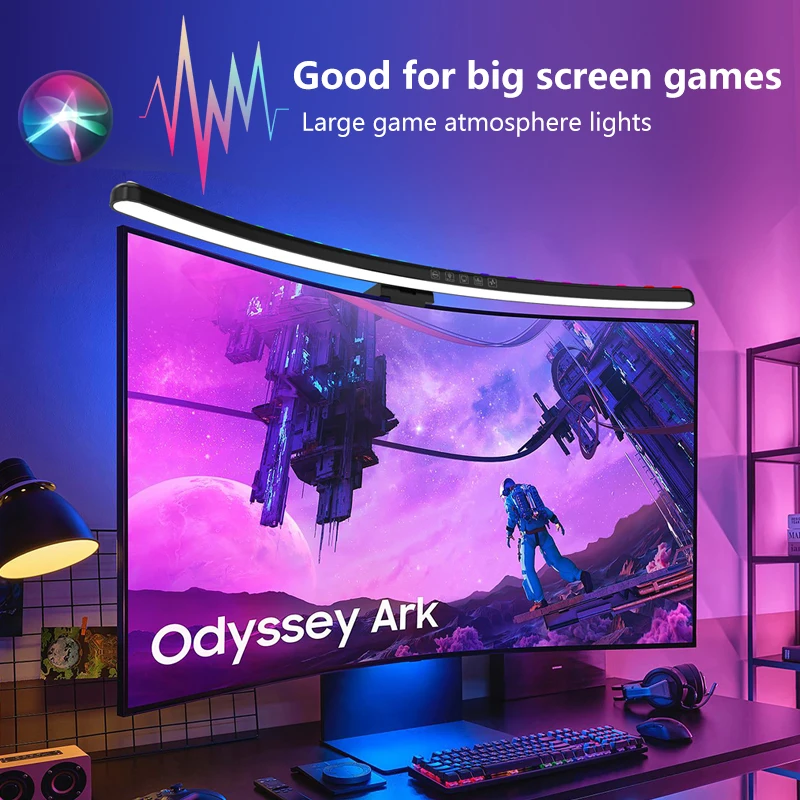 Photography Lighting Game - ไฟบาร์สำหรับจอคอมพิวเตอร์ RGB ปรับแสงตามจังหวะเพลง ไฟแขวนหน้าจอ ปรับความสว่างได้ โคมไฟตั้งโต๊ะสำหรับอ่านหนังสือ